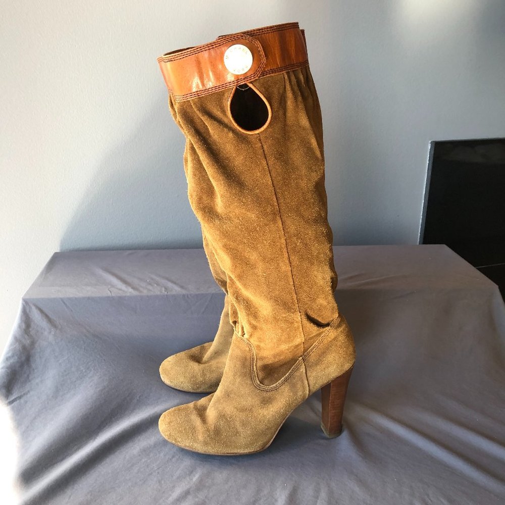 Michael Kors Tall brown suede heeled boots slouch - Picture 5 of 7